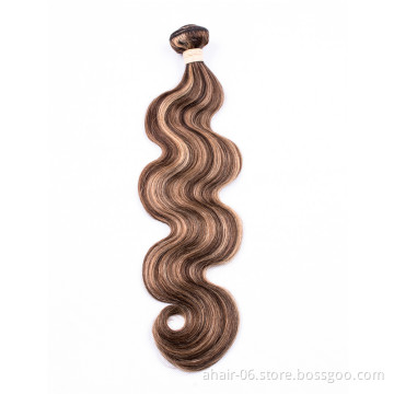 Straight and Body No Tangle No Shed Soft And Smooth, P4/27 Color 100% Brazilian Virgin Human Hair 10"-30" Hair Bundles In Stock